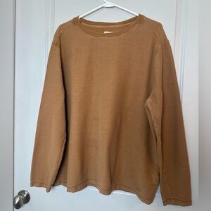 Carbon2Cobalt Cotton Blend Ling Sleeve Tan/Caramel Crew Neck Shirt, Size XL